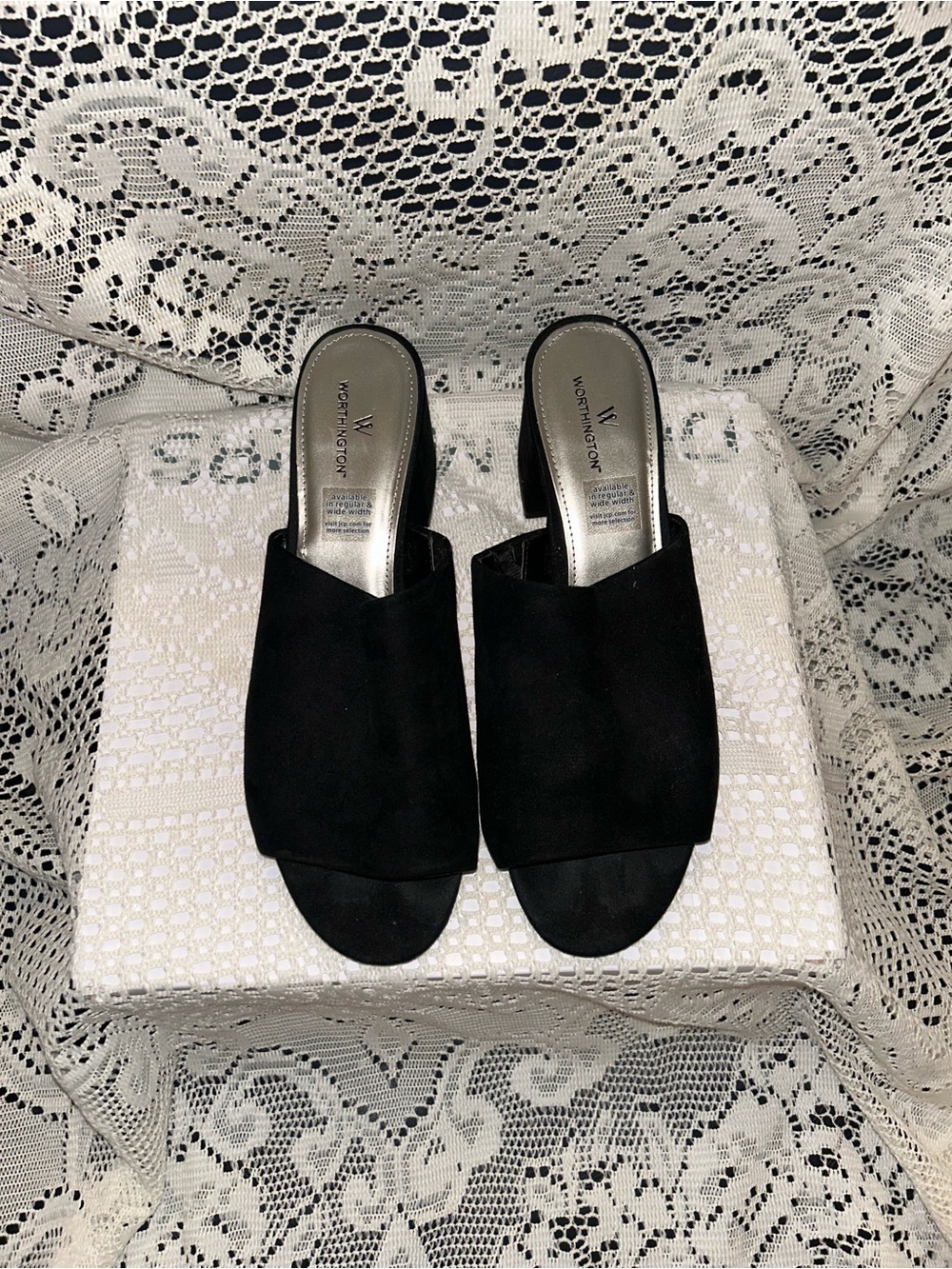 Worthington Black Suede Mules